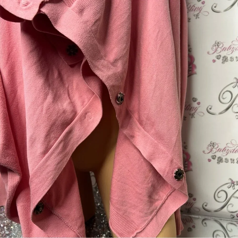 Juicy couture cardigan pink gold emblem wrap sweater snap buttons pink silver - Picture 5 of 11